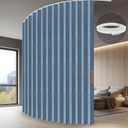 Accordion Partition Curtain with Ceiling Track - Space-Saving Room Divider, Tool-Free Installation(Blue 100" W x 96" L-Pack of 1)