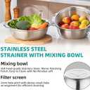 Colander for Kitchen Stainless Steel, 4QT Rice Strainer Bowl with Handle for Washing Pasta, Spaghetti, Vegetables, Fruit, Durable Use, Dishwasher Safe(2PC)