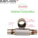 Exhaust Flex Pipe Universal Type 100% Stainless Steel For Heavy Duty and Cars (1 PC, 2X6X10 Clamps)