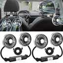 2 Pcs Car Fan for Backseat Dual Backseat Cooling 360 Degree Rotatable Seat Fans with LED Light USB Car Rear Seat Fan for SUV Rv Sedan Cruise Van Boat