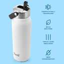 S'well Recycled Stainless Steel Explorer with Flip Straw Lid, 24oz, Moonstone, Triple Layered Vacuum Insulated Containers Keeps Drinks Cold for 36 Hours and Hot for 8
