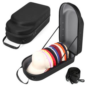 GERMUN Hard baseball hat case, Hat Carrier Travel Case with Adjustable Shoulder Strap, Hat cap case for 12 Baseball Caps - Perfect for Traveling & At-Home Storage (Black)