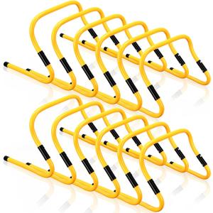 12 Pcs Adjustable Agility Hurdles Set, Dual Height 8/12" Foldable Speed Training Equipment, Durable PVC Sports Hurdles for Soccer Football Basketball Fitness Footwork Agility Drills