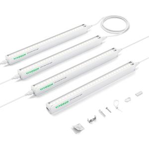 VIVOSUN T5 Grow Lights for Indoor Plants, 5000K Full Spectrum 24W(4 X 6W), 1FT LED Plant Light Strip for Seed Starting, Greenhouse, Hydroponics, SGS Compatible, Linkable, 4-Pack (White)