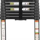 Telescopic Ladder, 8.5FT RIKADE Aluminum Telescoping Ladder with Non-Slip Feet and Stable Hook, Portable Extension Ladder for Household and Outdoor Working, 330lb Capacity Black