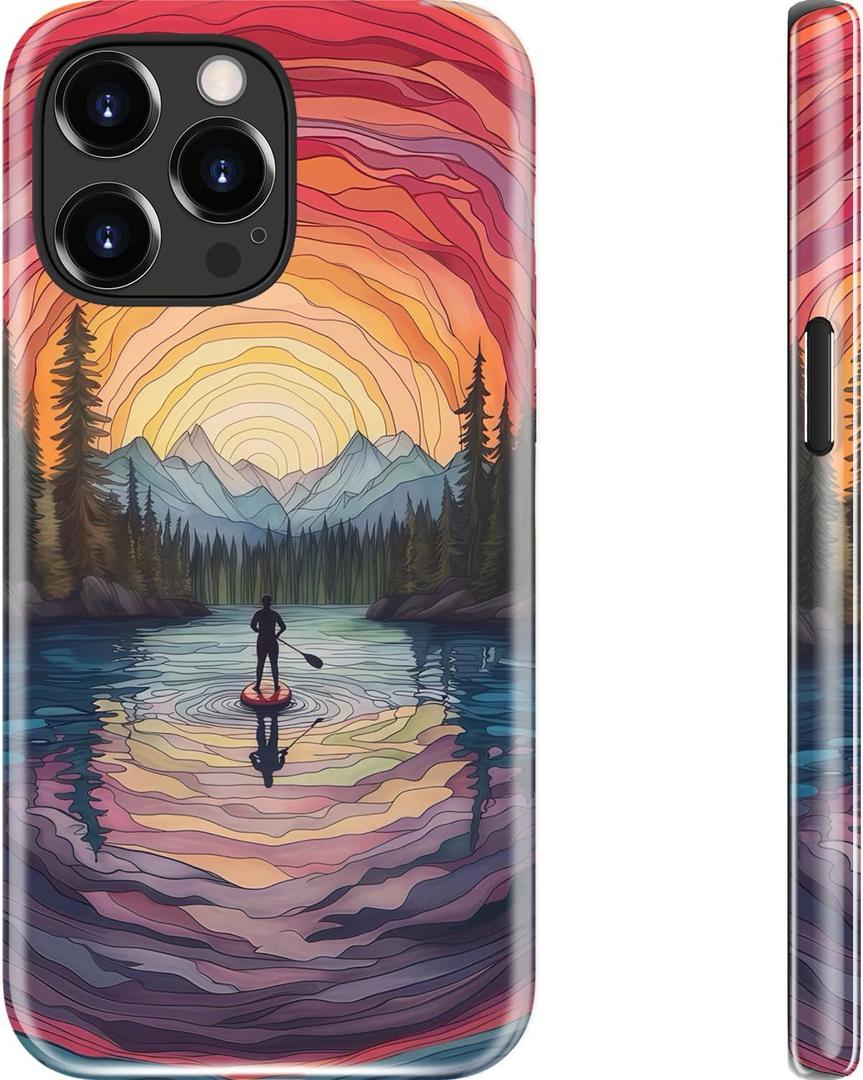DEENAKIN for iPhone 14 Pro Max Case - Wireless Charging Compatible - Dual-Layer Hard Shell & Silicone Cover - Protective Phone Case with Trendy Cute Designs for Women - Sunset Splash