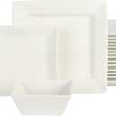 Gibson Home Zen Buffet Hard Square Porcelain Chip and Scratch Resistant Dinnerware Set, White, Service for 8