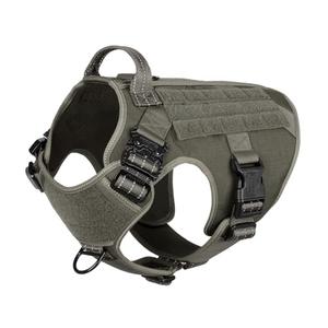 ICEFANG Tactical Dog Harness,Large Size, 2X Metal Buckle,Working Dog MOLLE Vest with Handle,No Pulling Front Leash Clip,Hook and Loop Panel