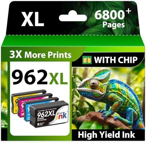 Starink Compatible 962XL Ink Cartridges Combo Pack, Replacement for HP 962XL Ink, Replacement for HP 962 Ink, Compatible with HP OfficeJet Pro 9010 9015 9018 9020 9025 Printers, 4 Pack, Latest Chip