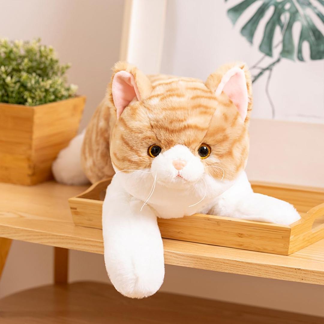 Cat Stuffed Animal Realistic Cat Plush Toy,Soft Plush Kitty Stuffed Animal for Kids Girlfriend,Cute Plush Cat Animals for Birthday Party(Yellow,50cm/19.6inch)