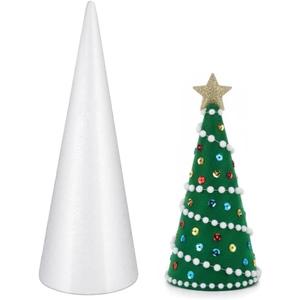 Holibanna Foam Cone Shaped Crafts White Christmas Tree Table Centerpiece Flower Arrangement Props 1PC 30CM