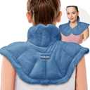 Microwavable Heated Neck Wrap Warmer and Shoulder Heating Pad Microwave, Weighted Microwave Heating Pad for Neck and Shoulders Hot and Cold Compress (Light Blue)