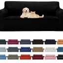 Cupuamon 2026 New Stretch Sofa Slipcovers Couch Cover for 3 Cushion Furniture Protector Sofa Covers with Elastic Bottom Jacquard Fabric Small Checks for Pets, Kids -Sofa, Black