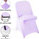 Folding Chair Covers for Party - 12pcs, Lavender Universal Spandex Fitted Chair Covers for Wedding, Banquet, Conference