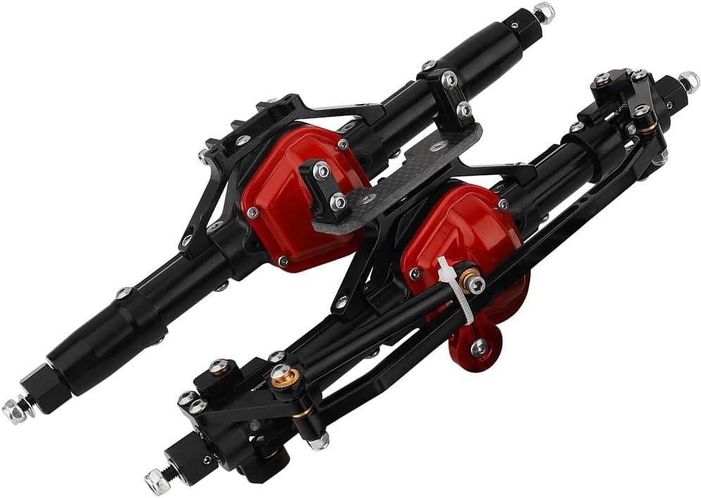 Aluminum Front Rear Complete Axle Set with Enhanced Axle Shaft for Axial SCX10 RC4WD D90 1/10 RC Crawler Upgrade Parts (Black Front+Rear)