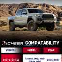 Richeer 3" Front and 2" Rear Leveling Lift Kit for 2005-2023 Tacoma, 3" Front Strut Spacers and 2" Rear Black Leveling Lift Block Kit Extended Square U-Bolts, 3"+2" Height for 2005-2023 Tacoma 2WD/4WD