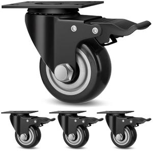 3 Inch Industrial Heavy Duty Swivel Caster Wheels with Brake,Set of 4 Safety Locking Casters,Load 1600lbs,Premium Polyurethane Wheels for Table,Trailer,Saw Table,Stage Toolbox,Bed,Corn Board (Black)