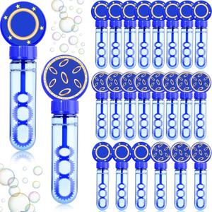 24 Pcs Blue with Gold Ring Print Bubble Wands Bubbles Party Favors for Birthday Gifts Prizes Supplies Carnival Easter Goody Bag Stuffers
