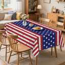 3 Pack 4th of July Decorations Table Cloth Rectangle 54 x 108 inch Plastic Tablecloth Disposable Rectangle Leakproof for Memorial Day DecorationsParties, Picnic (American Flag Style)