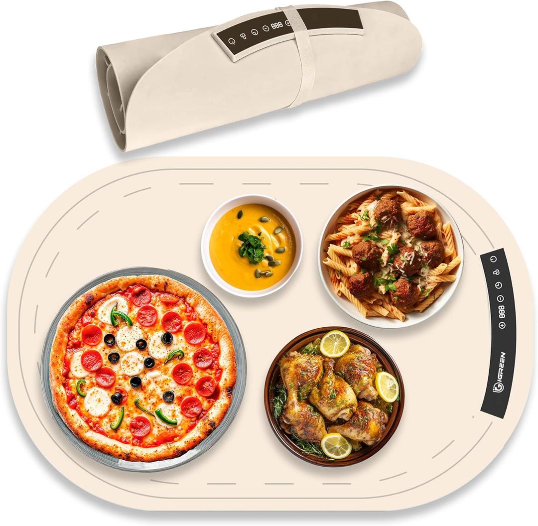 IGREEN Food Warming Mat, Electric Silicone Food Warming Tray, Durable Food Warmer for Parties & Catering with Temperature Control & Timer, for Families & Outdoor Use, Non-Slip, Waterproof Design