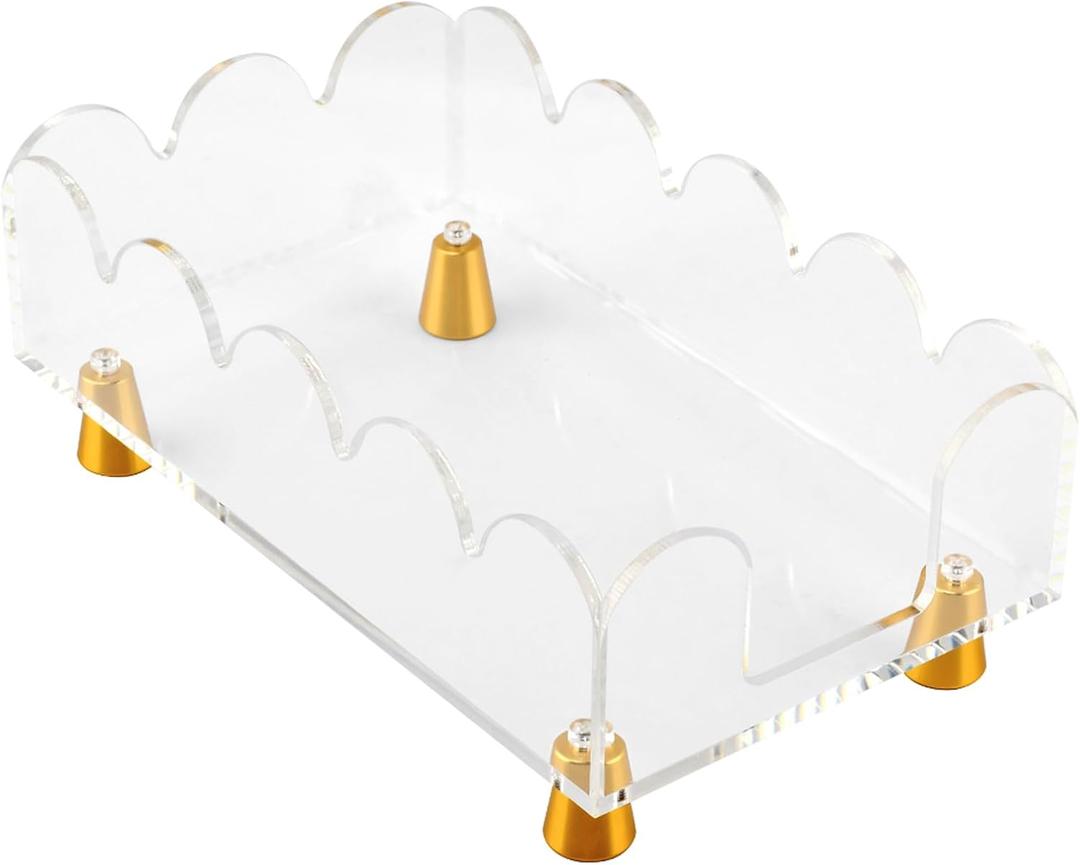 Acrylic Napkin Holder, Clear Guest Towel Tray, Modern Scalloped Hand Paper Towel Holder Disposable Napkin Organizer for Kitchen, Dining Room, Bathroom(SIZE:8.7x5.1x2.4 Inch)