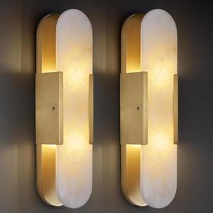 19.7" L Alabaster Wall Sconces Set of 2, Wall Lights Fixtures Morden Bathroom Vanity Light Indoor Wall Lamps for Living Room Bedroom Hallway Stairs Gold