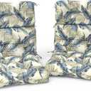 Outdoor High Back Patio Chair Cushions, Fade Resistant & Waterproof Tufted Seat and Back Cushions for Patio Furniture, Patio Chair Cushions 44x22 Inch, Set of 2, Lush Palm Blue
