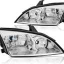 Headlights Assembly Pair Compatible with 2005 2006 2007 Ford Focus ZX3 ZX4 ZX5 SE ST Halogen Headlamps Replacement Driver and Passenger Side,Chrome Housing Clear Reflector