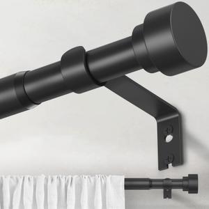 WIN4ALL Black Curtain Rods for Windows 66 to 120 inch, 5/8 Inch Decorative Curtain Rod Adjustable by Splicing (Matte Black,30"-120”)