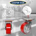 5"x2" Heavy Duty Casters Set of 4-4000 lb Capacity Industrial Caster Wheels with Polyurethane & Cast Iron, Swivel Plate Casters for Platform Trucks, U-Boat Carts, Military Equipment (4 Swivel)