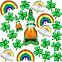 Hungdao 24 Pcs St Patrick's Day Balloons Green Lucky Rainbow Shamrock Foil Balloons for Irish Party Decorations Saint Patrick's Day Celebration Supplies Spring Irish Themed Birthday Party Favors