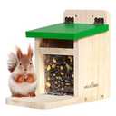 MIXXIDEA Squirrel Feeders for Outside Garden, Wooden Squirrel Feeder Box,Squirrel Feeding Stations with Green Cover, Easy to Fill Squirrel Feeding House(Green-1pk)