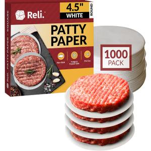 Reli. Hamburger Patty Paper (1000 Pack) (4.5 Inch Round) | Wax Paper | Food Grade Patty & Parchment Non-Stick Sheets for Burger Press/Separating Frozen Patties,Restaurant-Grade (4.5")