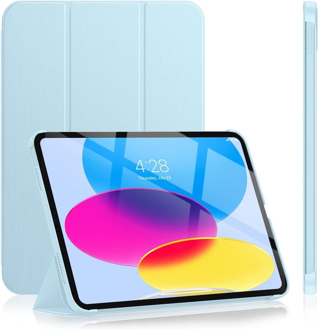 Soke Case for iPad 11th Generation (A16) 11-inch 2025 & 10th Gen 10.9-inch 2022 - [ Auto Wake/Sleep + Slim Trifold Stand], Protective Hard PC Back Cover for Apple iPad 11/10 - Light Blue