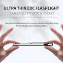 Ultra Slim Magnetic Flashlight - 0.3in 1.4oz Pocket EDC Task Light with Dual Light Source, 650LM, USB-C Rechargeable, Digital Display, Red Light Mode, Magnetic Base & Clip Task Light