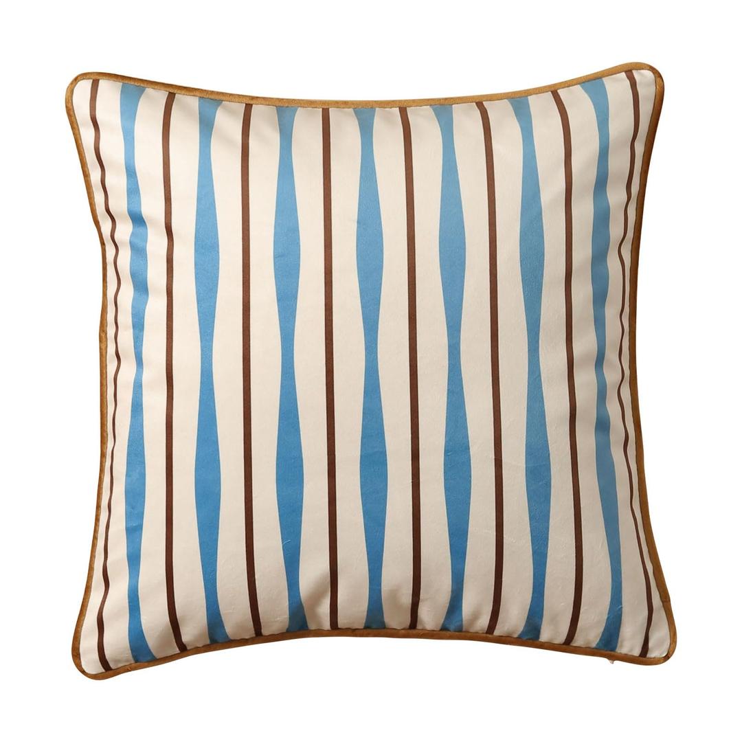 Dorachic Striped Brown Pillow Covers, Mid Century Modern Throw Pillows 18x18, Velvet Accent Pillows for Bed Couch