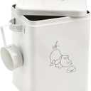 SOUJOY Pet Treat and Food Storage Bin with Lid and Scoop, 5LBS White Vintage Farmhouse Storage Tin, Coated Carbon Steel Canister, Gift for Dogs Owners