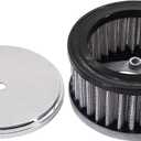 KIPA Chrome Air Cleaner Filter 4" x 2" assembly Fits for carburetor with 2 5/8" or 2 5/16" neck diameter Washable 7151 4354 1489 6475 4790