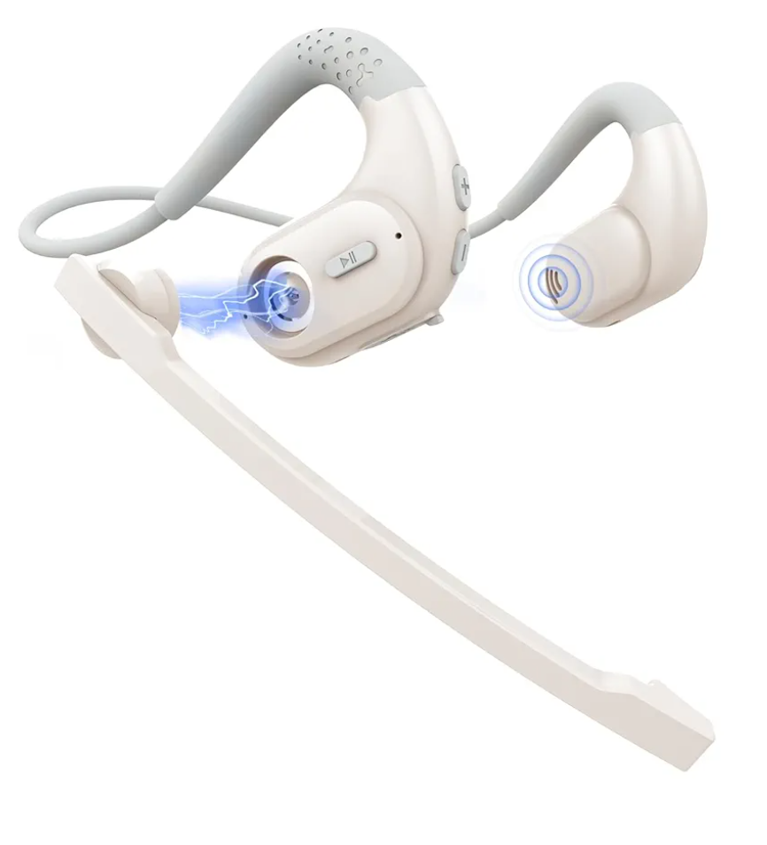 BANIGIPA Bluetooth Headset with Removable Microphone, Wireless Headset w/DSP Noise Cancelling for Phones Laptop Computer PC, Open Ear Headphones for Working Driving Running Cycling Driving -12 Hrs