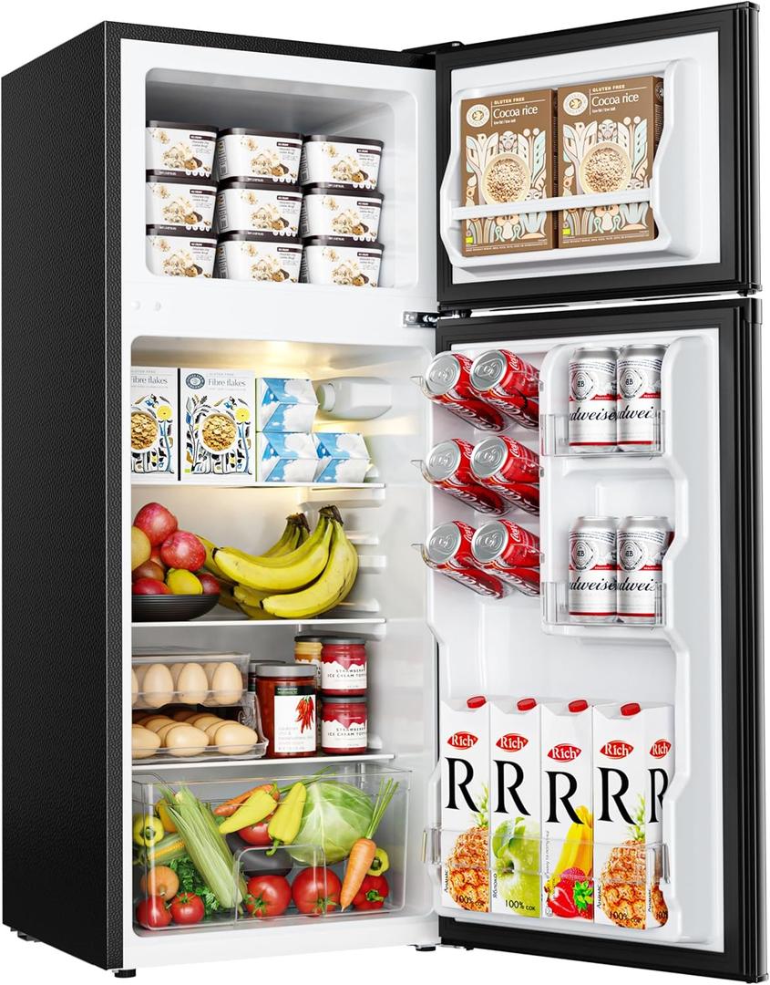 EUHOMY Mini Fridge with Freezer, 4.0 Cu.Ft Mini Refrigerator fridge, 2 door For Bedroom/Dorm/Office/Apartment - Food Storage or Cooling drinks, Black