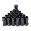 Lug Nuts M12x1.25 Open End Wheel Nuts,Taper Acorn Seat, Forged Locknut Racing Nut 20 Set 2 Pieces Total 22 Pieces and 1 Nut Socket Key (Black, M12 x P1.25)