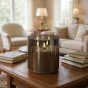 NICEME Extra Large 3 Wick Battery Operated Candle, 6"x6" Big Clear Glass Flameless Candles with Remote, Real Wax Flickering Led Pillar Fake Giant Candle for Wedding Party Holiday Home Decor, Grey