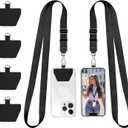 Doormoon Phone Lanyard, Universal Adjustable Neck Strap for Phone Case Keys ID Badges Cell Phone Lanyard Compatible with iPhone, Samsung, Most Smartphones, 2 Pack, Black Black