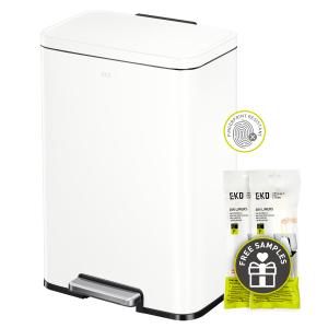 EKO Madison Matte White 50 Liter/13.2 Gallon Step Trash Can with Inner Liner - Fingerprint Resistant Finish EKO Madison Matte White 50 Liter/13.2 Gallon Step Trash Can with Inner Liner - Fingerprint Resistant Finish