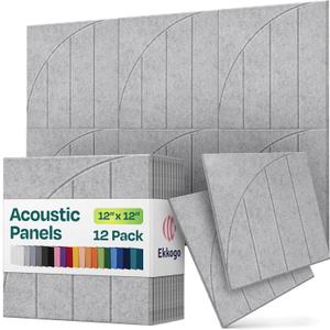 Acoustic Panels 12-Pack Soundproof Wall Panels 12"x12"x0.4" Decorative Sound Dampening for your Home, Office, Studio, Bedroom & More with Unique ModuArc Carving [Smoky White]
