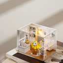 CUTEROOM DIY Doll Room Miniature Furniture Wooden House Kit - Wooden Dolls House Kit with Dust Cover & LED Light and Accessories - QT Series Dollhouse