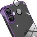 Frameless Phone case Compatible with iPhone 16 Plus Case Transparent Electroplated Purple Frameless Design with Camera Lens Protection case