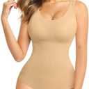 Nebility Women's Waist Trainer Seamless Round Neck Tummy Control Shapewear Bodysuit, S/XS