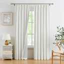 WEST LAKE Cream Pinch Pleated 100 Blackout Curtain Panels 95 Inches Length, Faux Silk with Full Blackout Liner Window Treatment for Bedroom,Living Room,Thermal Insulated Drapes Back Tabbed,25"x95"x2
