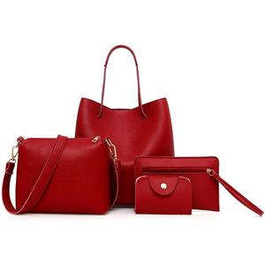 Estink Top Handle Satchel Bags Purse Set, 4 pcs Women Fashion Synthetic Leather Handbags Tote Bag Shoulder Bag (red)